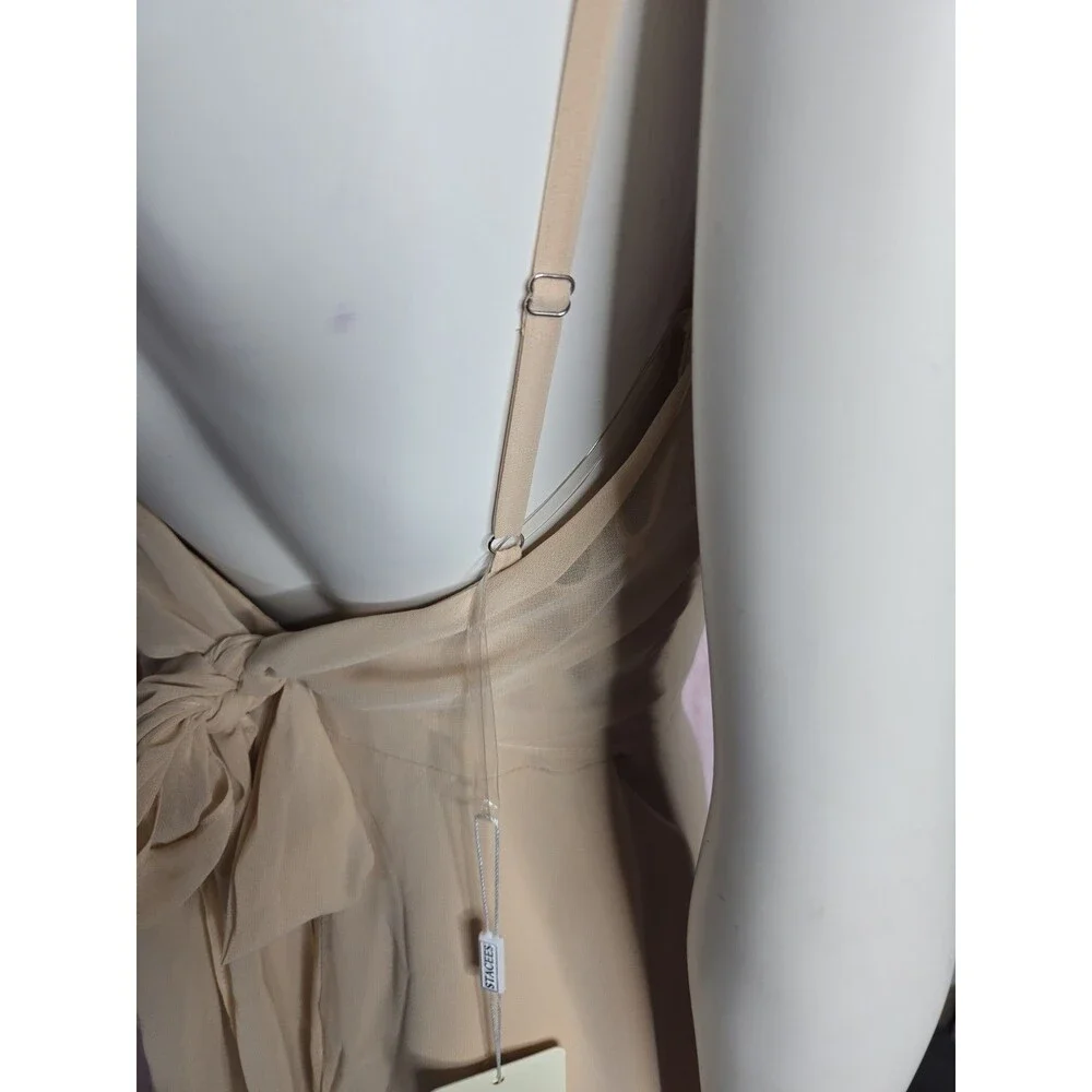 Stacees Champagne Bridesmaid Wedding Prom Formal Gown Size 8 NWT